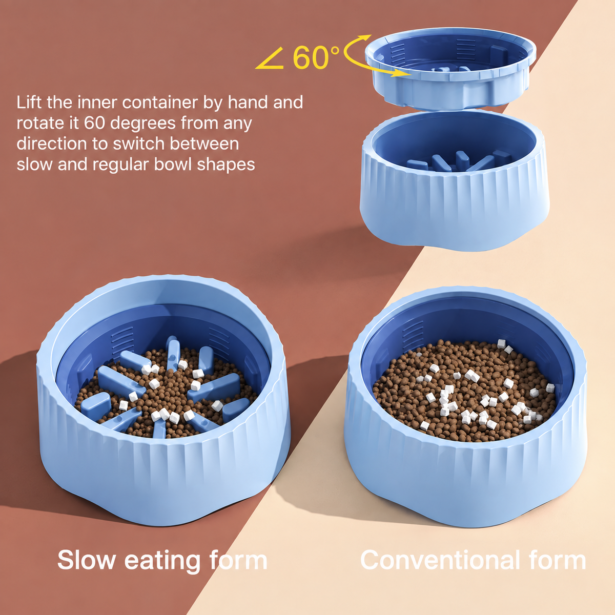 2-In-1 Slow Feeding Bowl For Pets